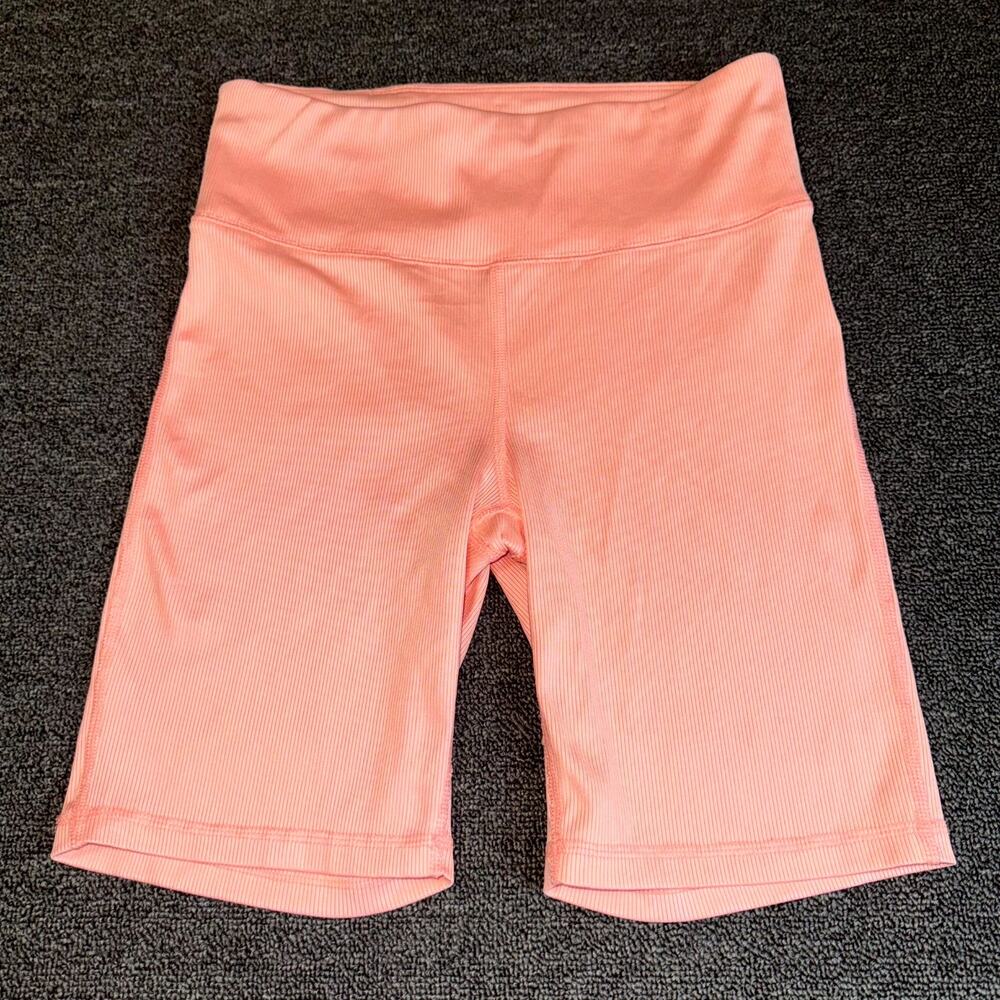 GapFit Biker Shorts‎ Womens Medium Pink Ribbed High Rise Workout Activewear